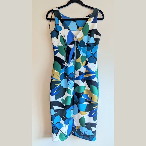 Calvin Klein Floral Sleeveless Pencil Sheath Dress - Picture 2 of 3
